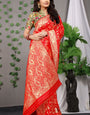 red allover zari weaving designe new paithani saree for woman