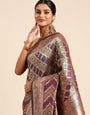 Rama Toned Pure Bandhani Silk Saree With Meenakri Work and Designer Pallu and Blouse