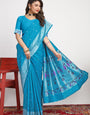 Rama Color Embellished Paithani Silk Sarees
