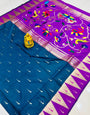 Rama Color Handloom Traditional Paithani Silk Sarees