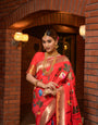 Red Toned Artistic Pure Paithani Silk Sarees