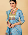 Sea Green Color Daily Wear dress material for suits in Paithani Style