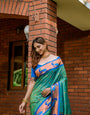 Sea Green Toned Embellished Paithani Silk Sarees