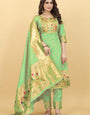 Sea Green Color latest fashion suits in india suits in Paithani Style