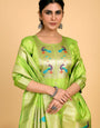 Pista Green Color latest fashion Unstich suit dress material in india