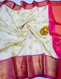 White Toned Floral Zari Art Silk Kanchipuram Saree