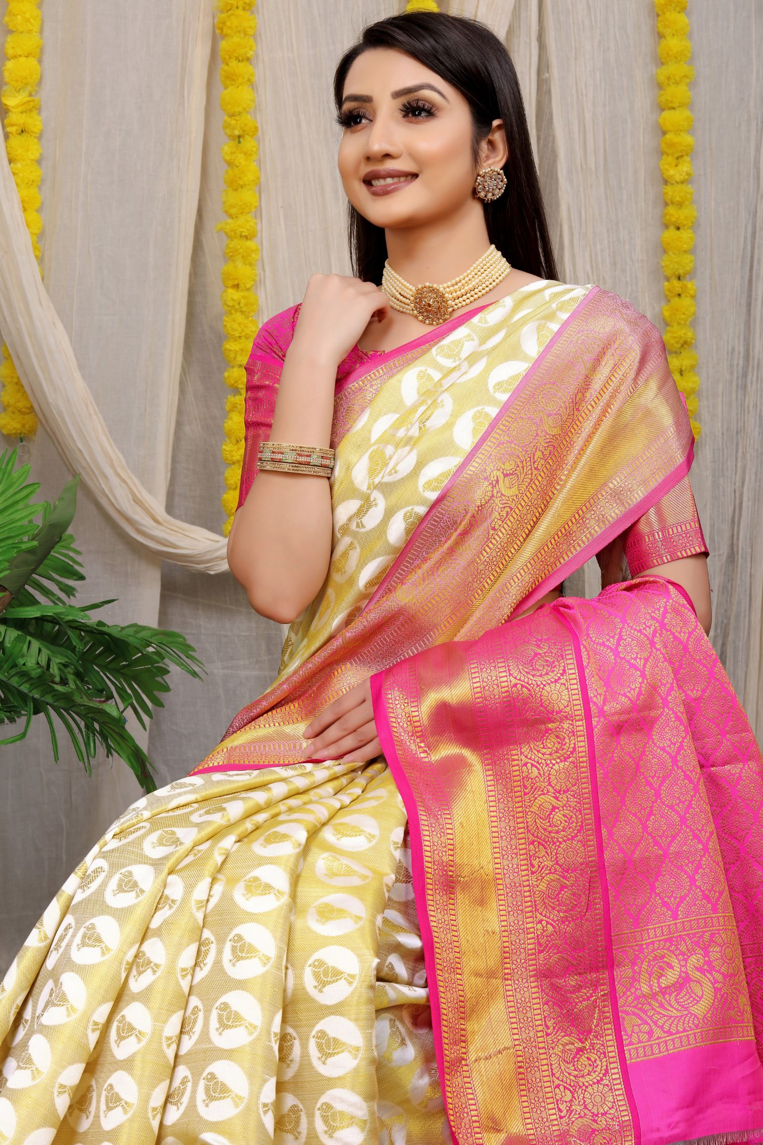 Chanderi Saree Red&Gold Border - Byhand Kochi