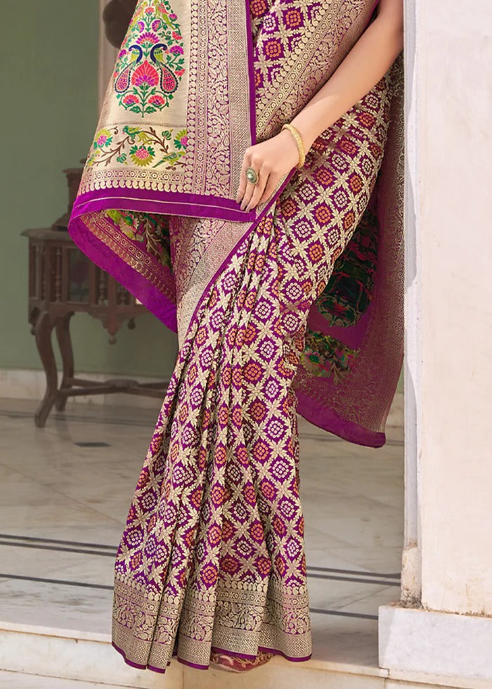 Wine Color Bandhani Silk Elegance saree