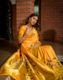 yellow best looking paithani allover zari work paithani saree