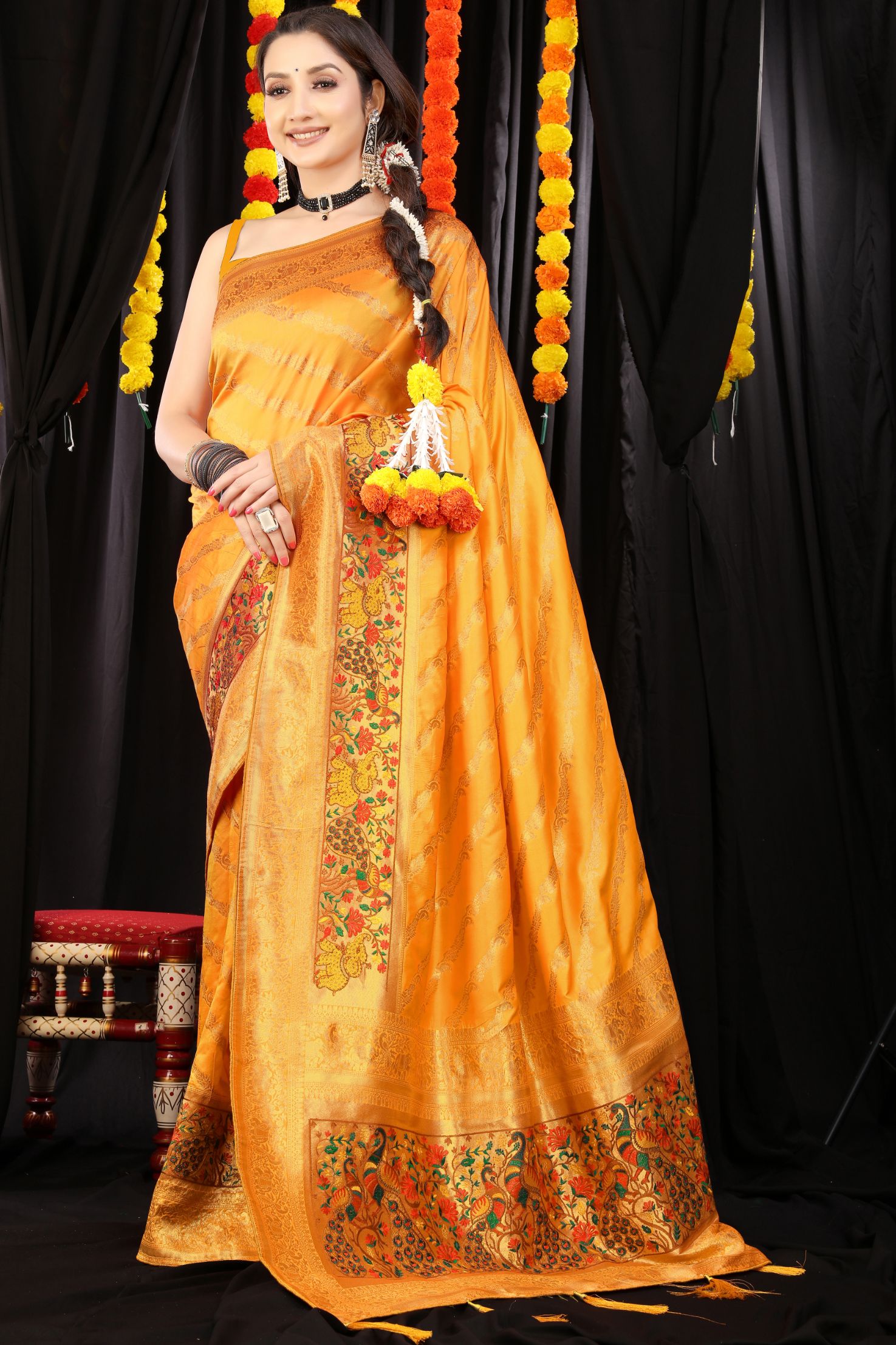 Yellow Color Traditional Banarasi Silk Sarees