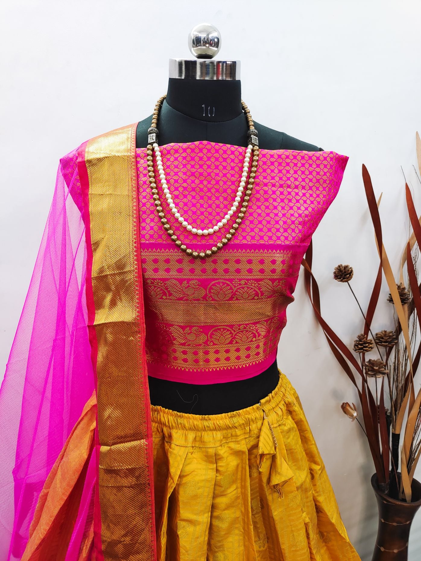 Yellow Color South indian Pattu Silk Lehenga Choli