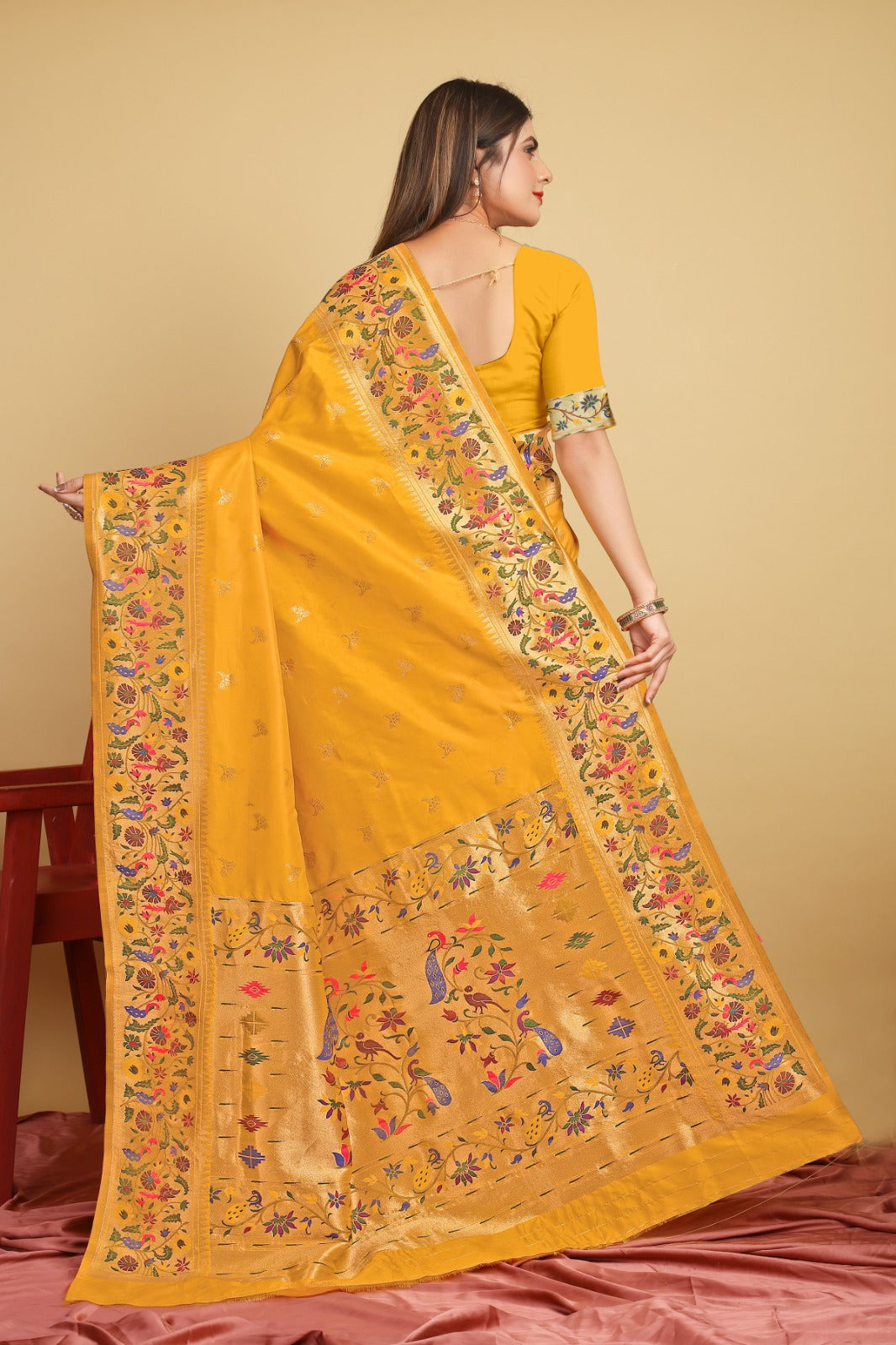 Yellow Toned Exclusive Pure Paithani Silk Sarees