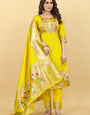 Yellow Color latest fashion suits in india suits in Paithani Style