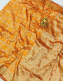 Yellow Toned Woven Design Bandhani Saree