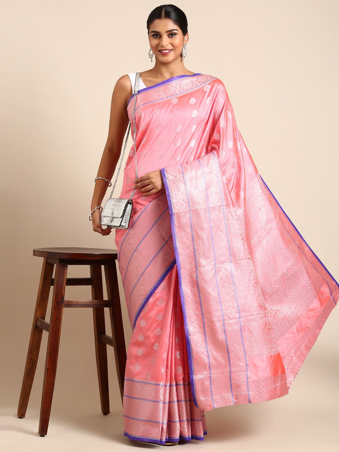 Peach Traditional silk sarees for sale