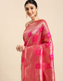 Pink Color Soft silk Banarasi saree woven design