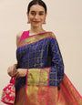 Royal Blue Color Ethnic Motifs Zari Pure Silk Kanchipuram Saree