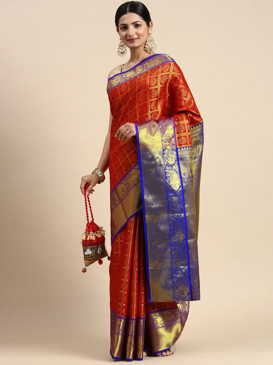 Red Color Ethnic Motifs Zari Pure Silk Kanchipuram Saree