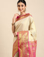 White Color South Pattu Silk Saree-Special South Festivel Collection