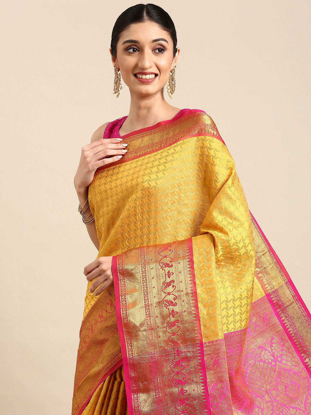 Yellow Color South Pattu Silk Saree-Special South Festivel Collection