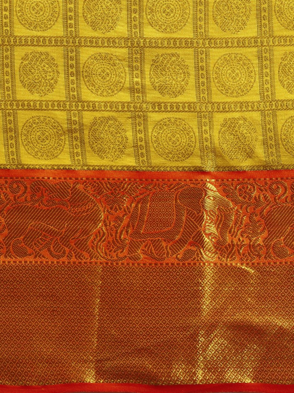 Yellow Color Ethnic Motifs Zari Pure Silk Kanchipuram Saree